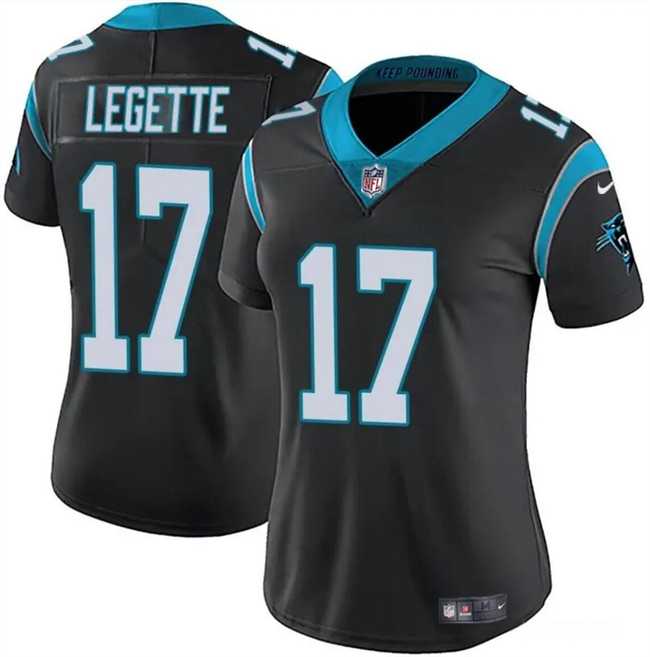 Womens Carolina Panthers #17 Xavier Legette Black 2024 Draft Vapor Stitched Jersey Dzhi